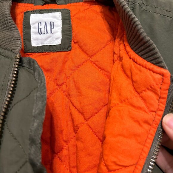 Gap Mens Small Olive Green Classic Vintage-Style Bomber Flight Jacket Coat - Picture 6 of 8